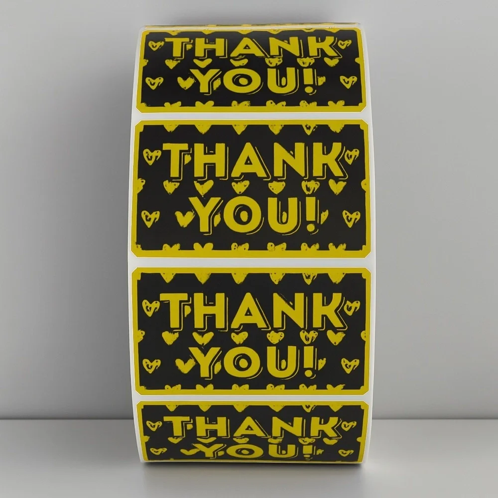 Thank You Stickers with Hearts – Cute Packaging Labels for Small Business Orders